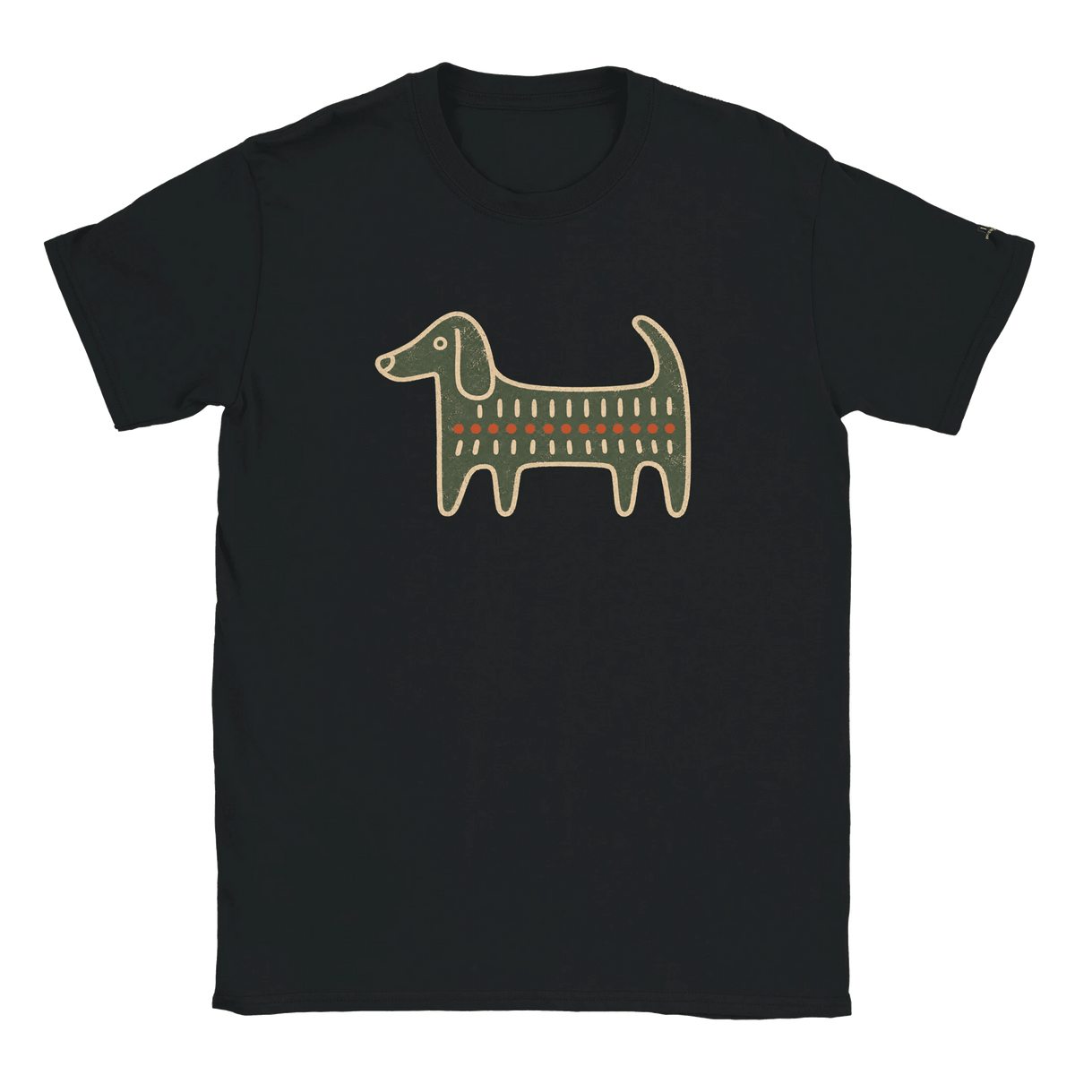 Retro Folk-Art Green Dog Women's T-shirt - Hobbster