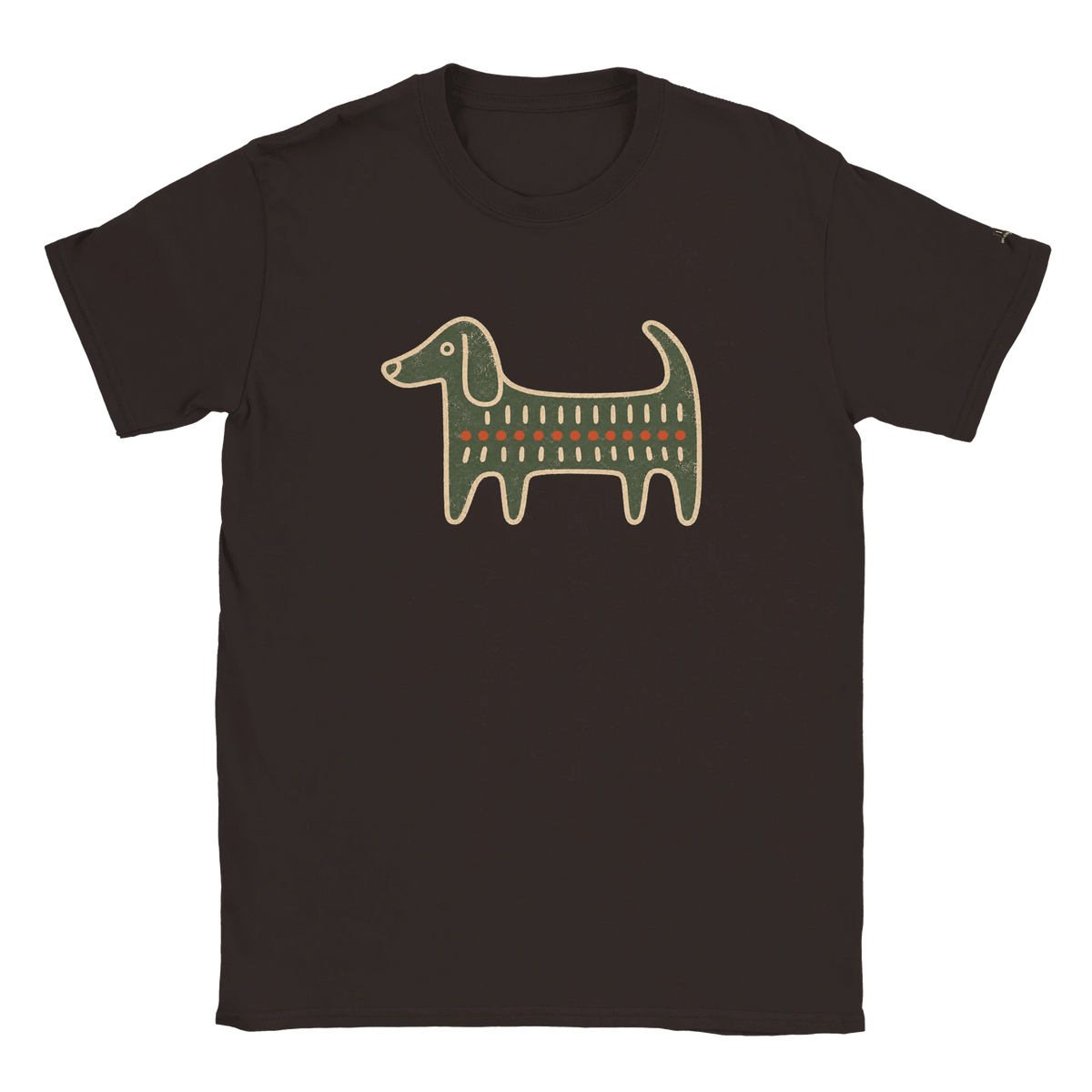 Retro Folk-Art Green Dog Women's T-shirt - Hobbster