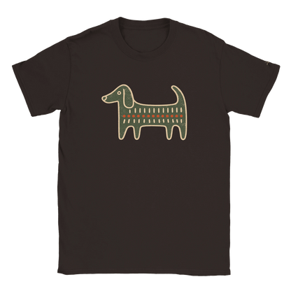 Retro Folk-Art Green Dog Women's T-shirt - Hobbster
