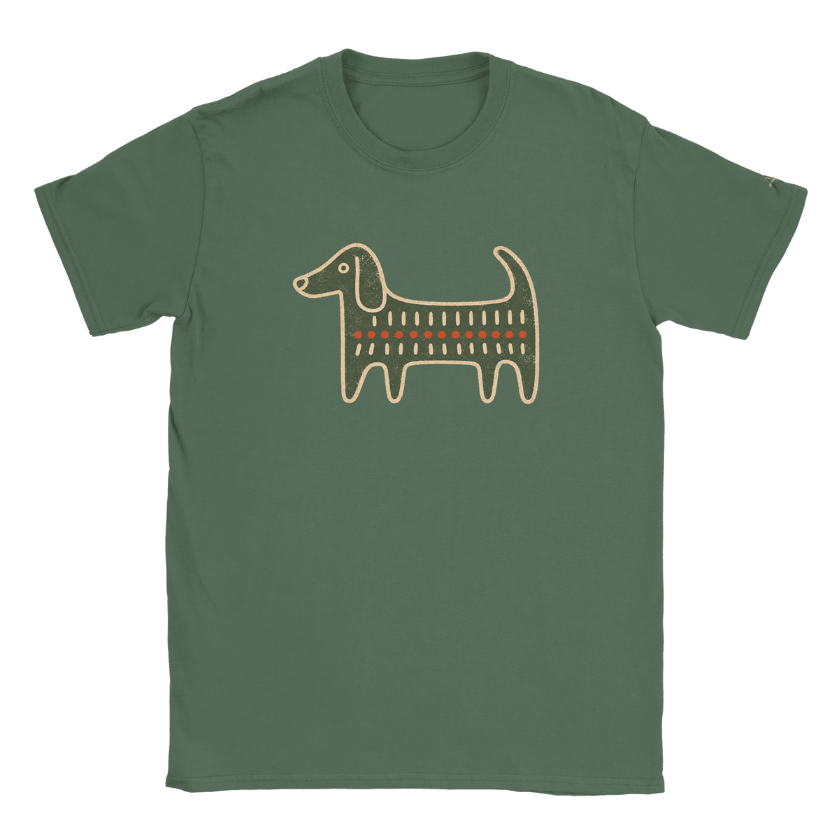 Retro Folk-Art Green Dog Women's T-shirt - Hobbster