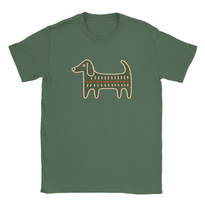 Retro Folk-Art Green Dog Women's T-shirt - Hobbster