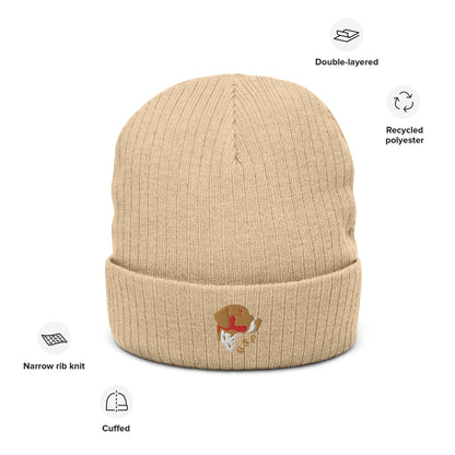 Ribbed beanie hat featuring embroidered German Short Haired Pointer logo - Hobbster