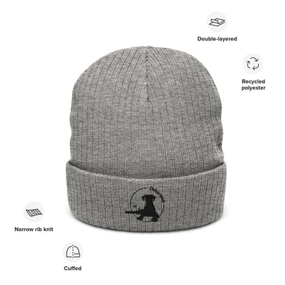 Ribbed Knit Beanie Featuring an Embroidered Doberman Logo - Hobbster