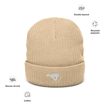 Ribbed knit beanie Featuring Embroidered Greyhound Logo - Hobbster