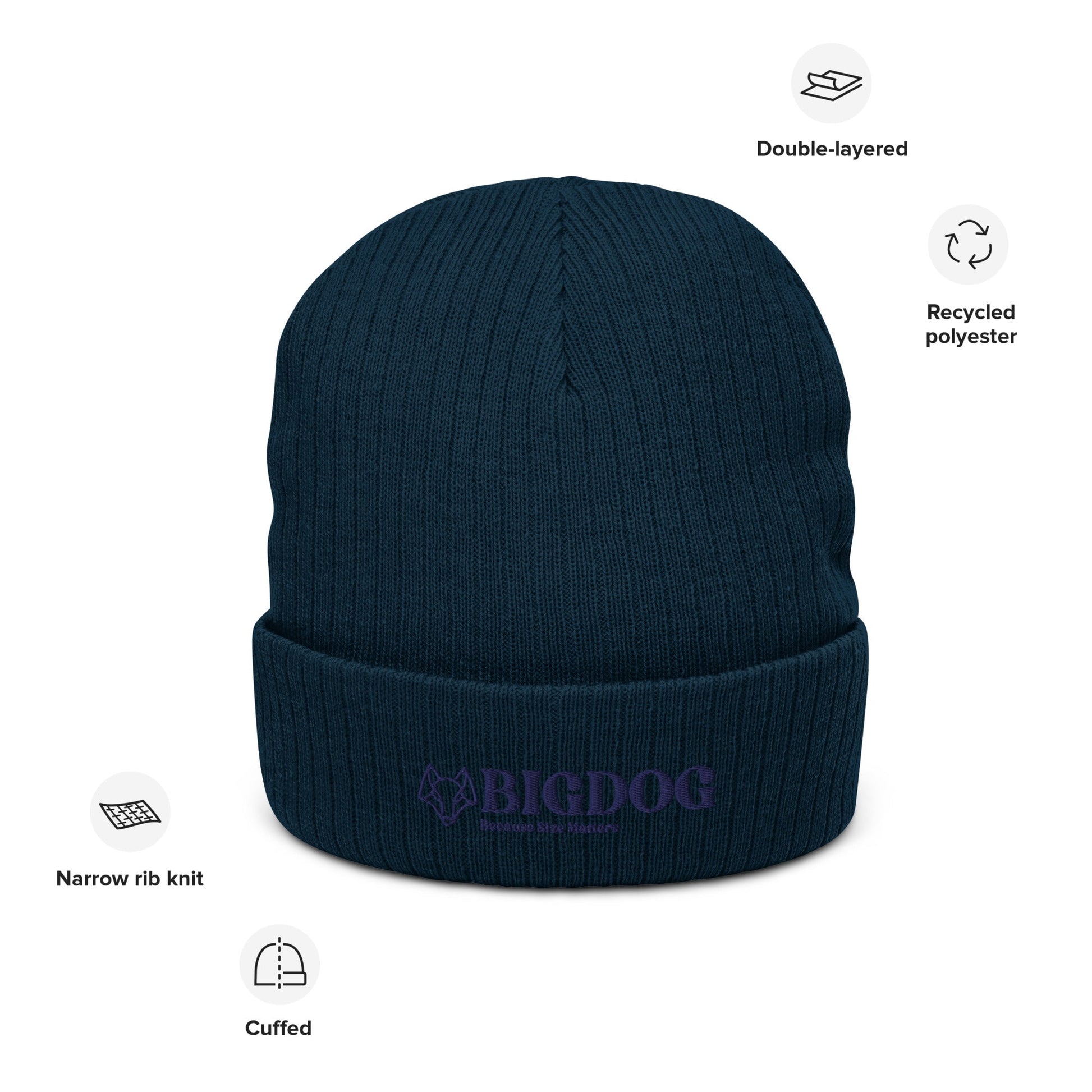 Ribbed knit beanie with Big Dog Slogan - Hobbster