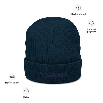 Ribbed knit beanie with Big Dog Slogan - Hobbster
