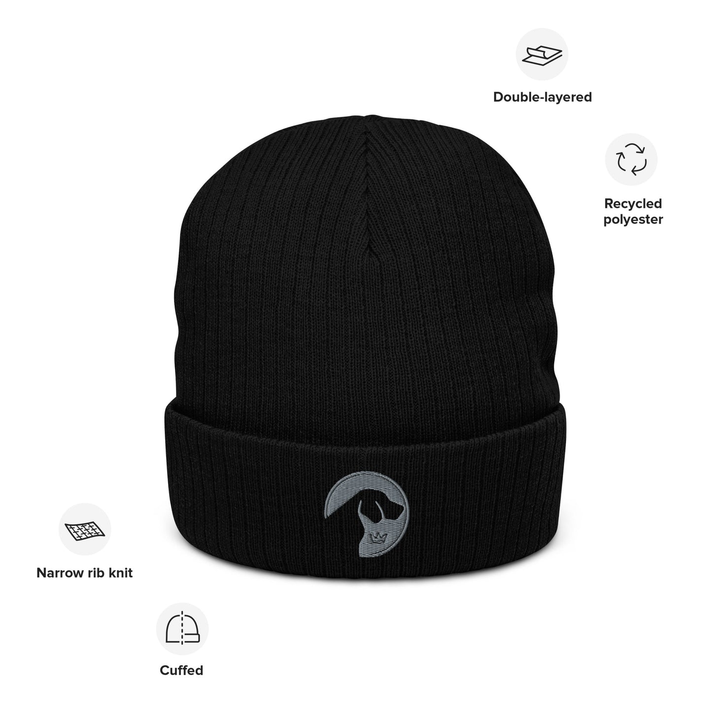 Ribbed knit beanie with embroidered Labrador logo - Hobbster