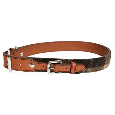 Rosewood Luxury Leather and Tweed Dog Collar - Hobbster
