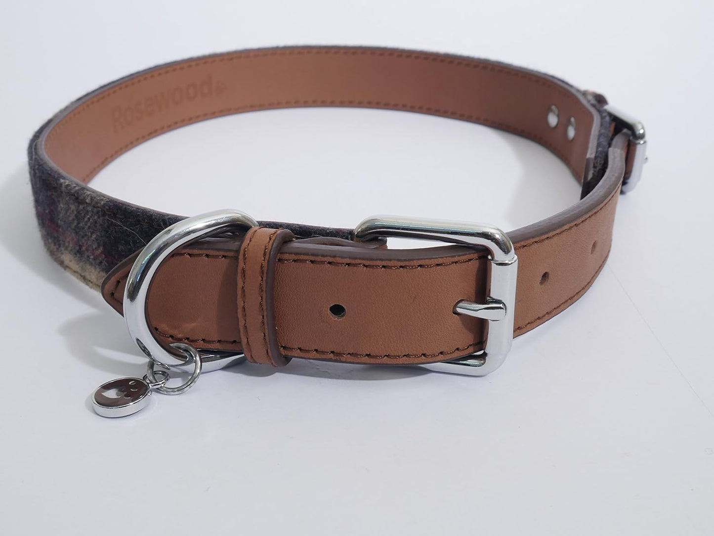 Rosewood Luxury Leather and Tweed Dog Collar - Hobbster