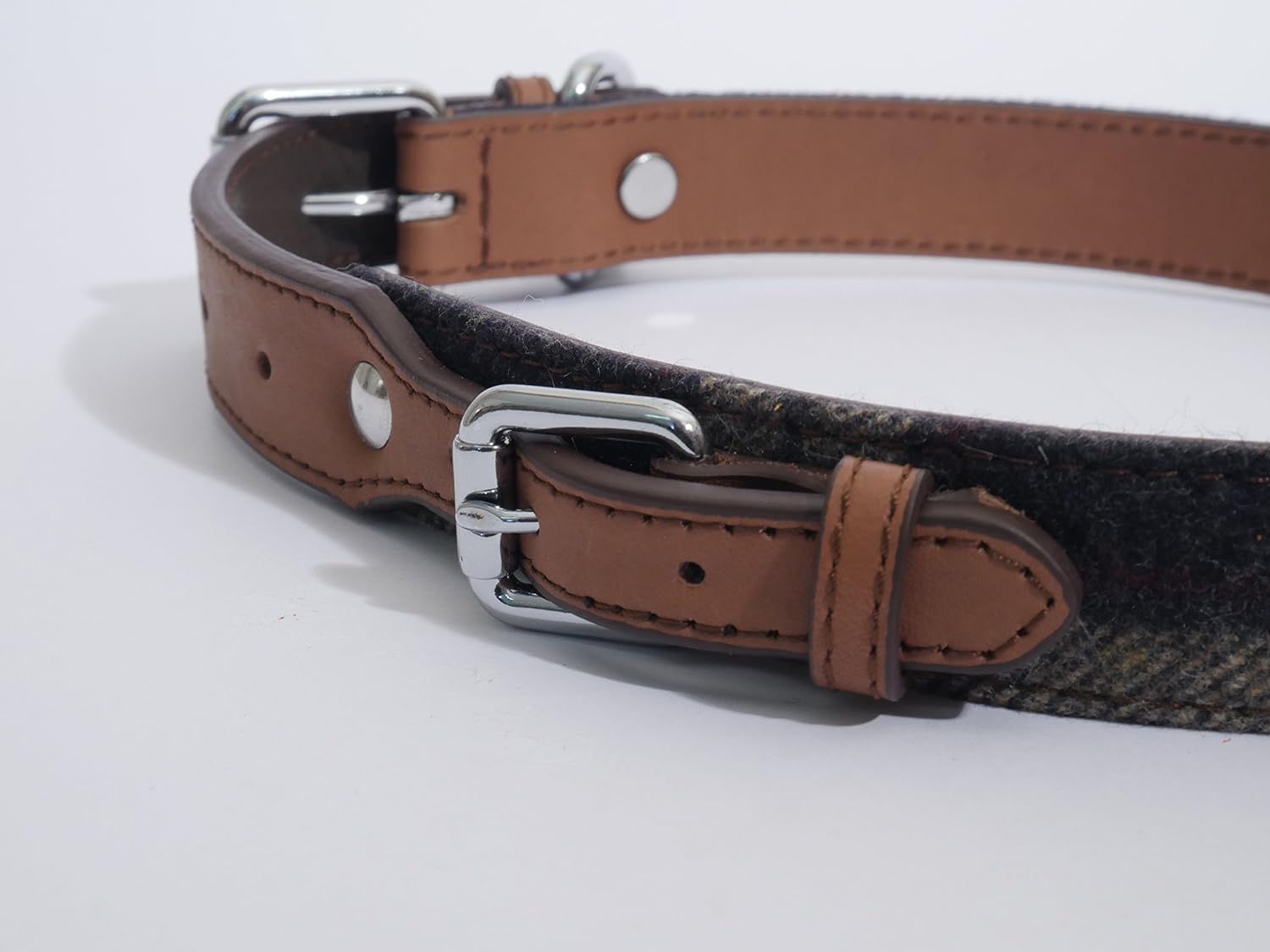 Rosewood Luxury Leather and Tweed Dog Collar - Hobbster