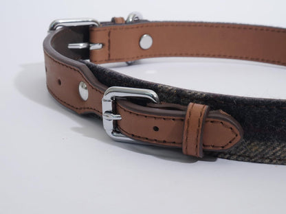 Rosewood Luxury Leather and Tweed Dog Collar - Hobbster