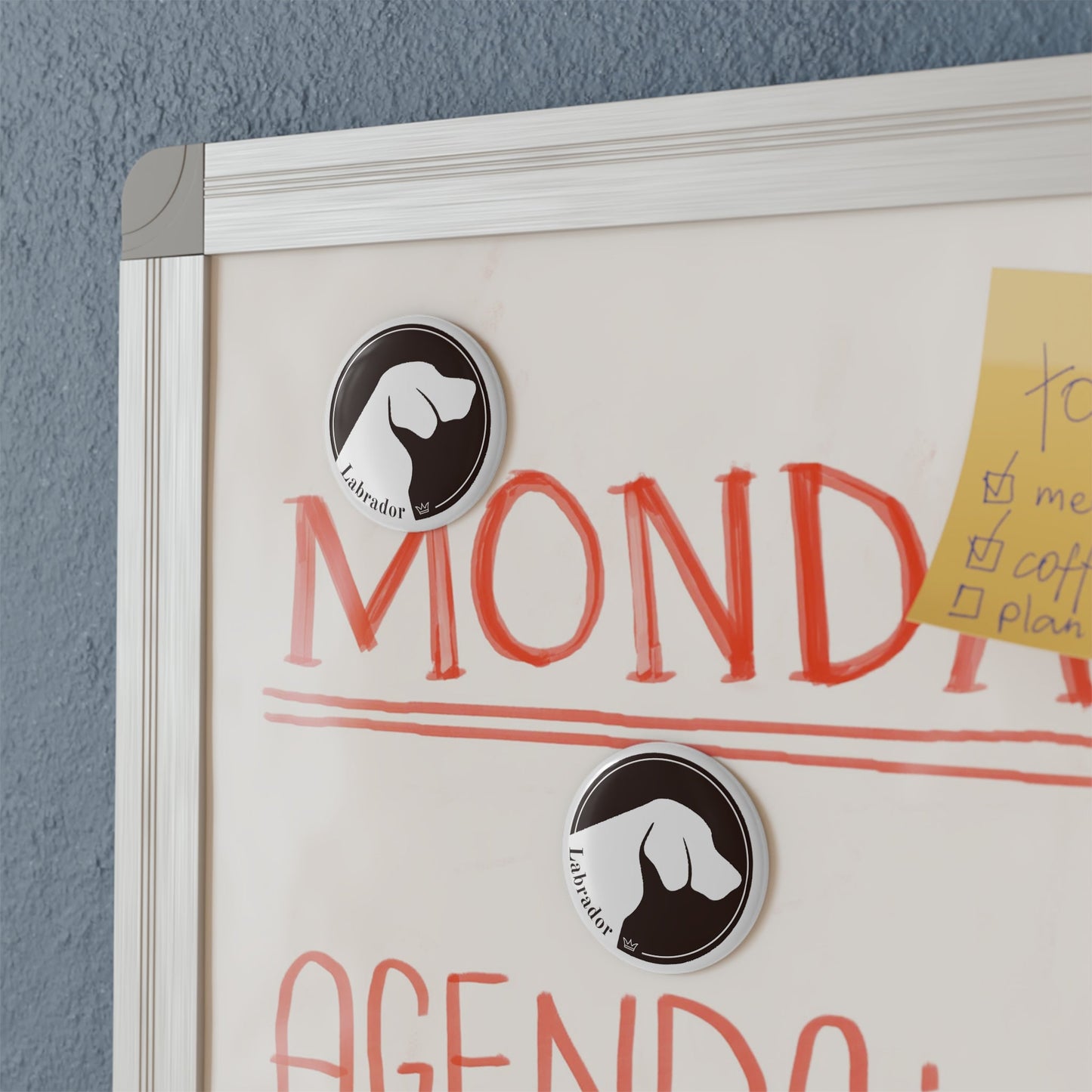 Round Button Fridge Magnet featuring a Labrador Logo [2.25"] - Hobbster