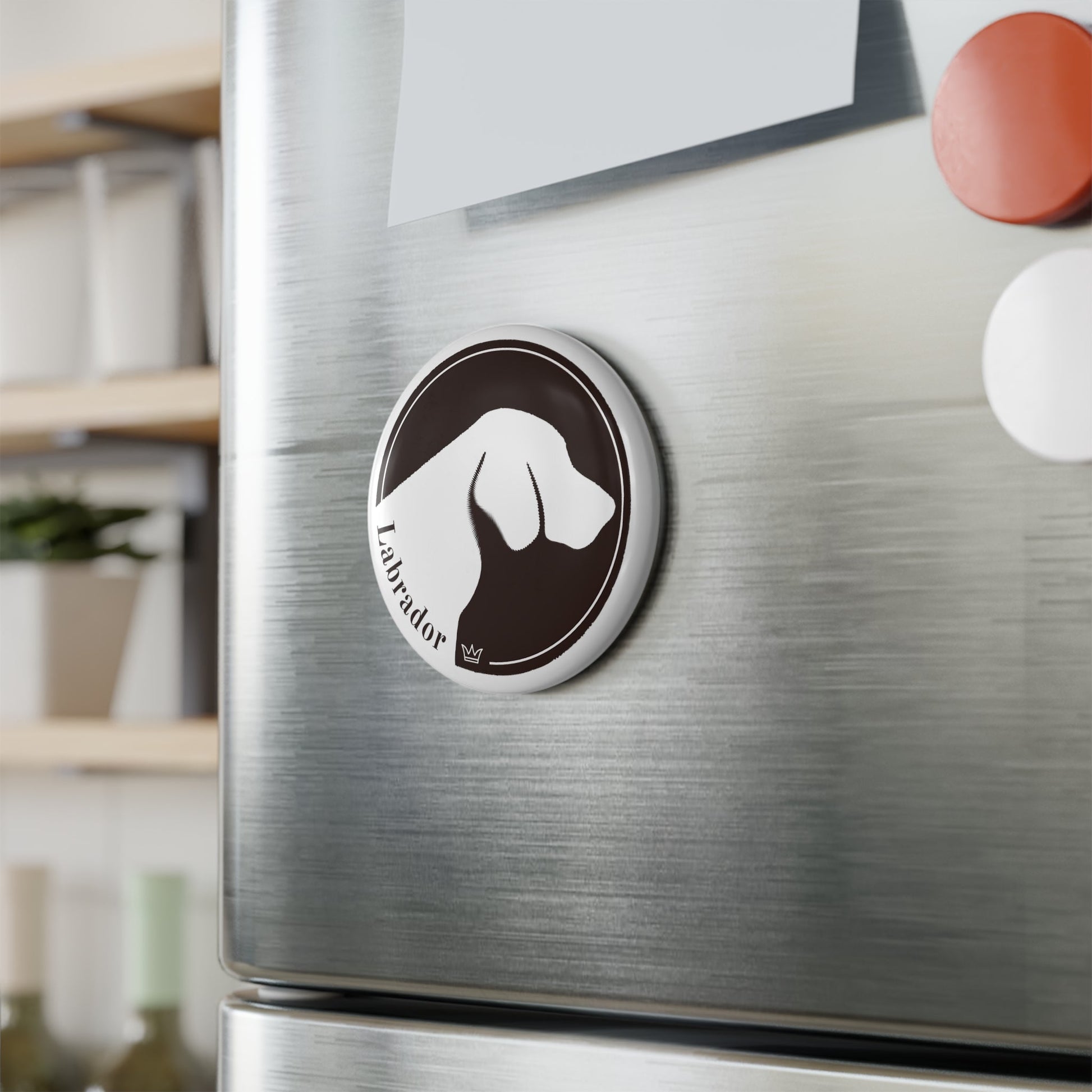 Round Button Fridge Magnet featuring a Labrador Logo [2.25"] - Hobbster
