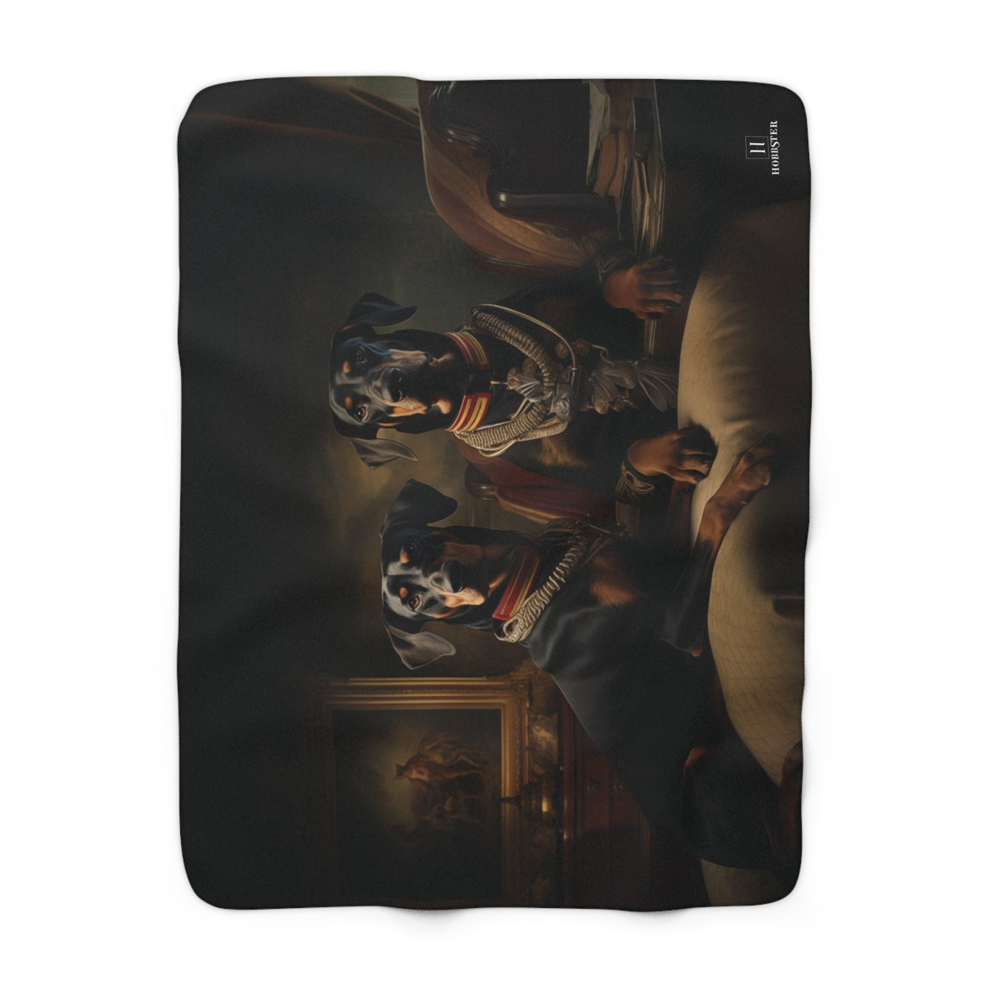 Sherpa Fleece Blanket Featuring a Art Deco Doberman Design - Hobbster