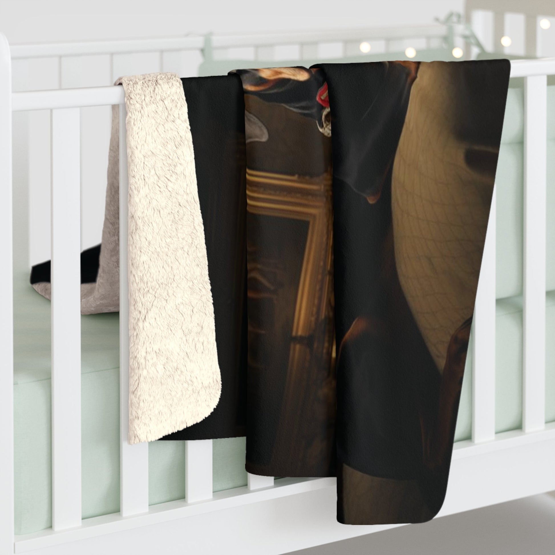 Sherpa Fleece Blanket Featuring a Art Deco Doberman Design - Hobbster