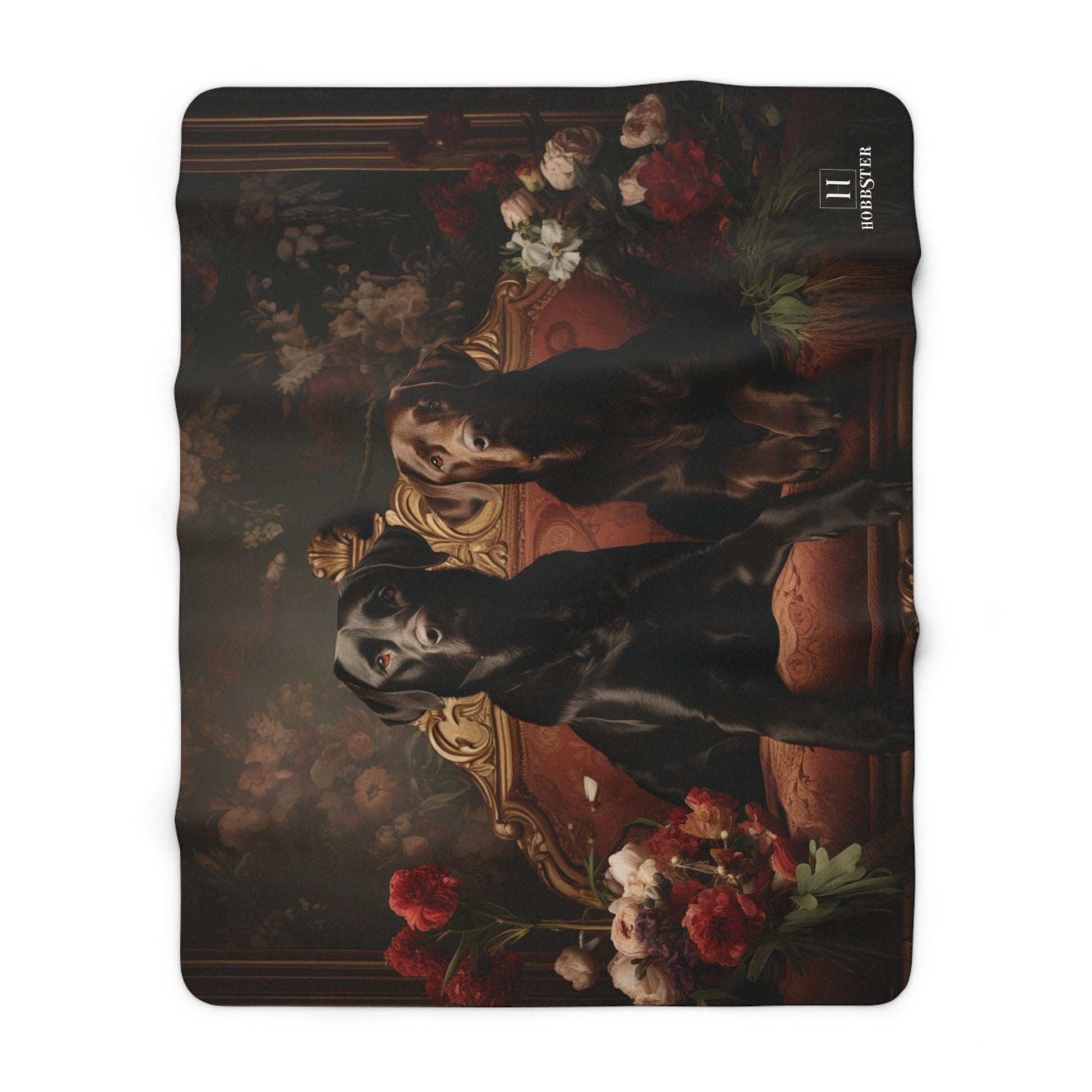 Sherpa Fleece Blanket Featuring a Flower Art Deco Labrador design - Hobbster