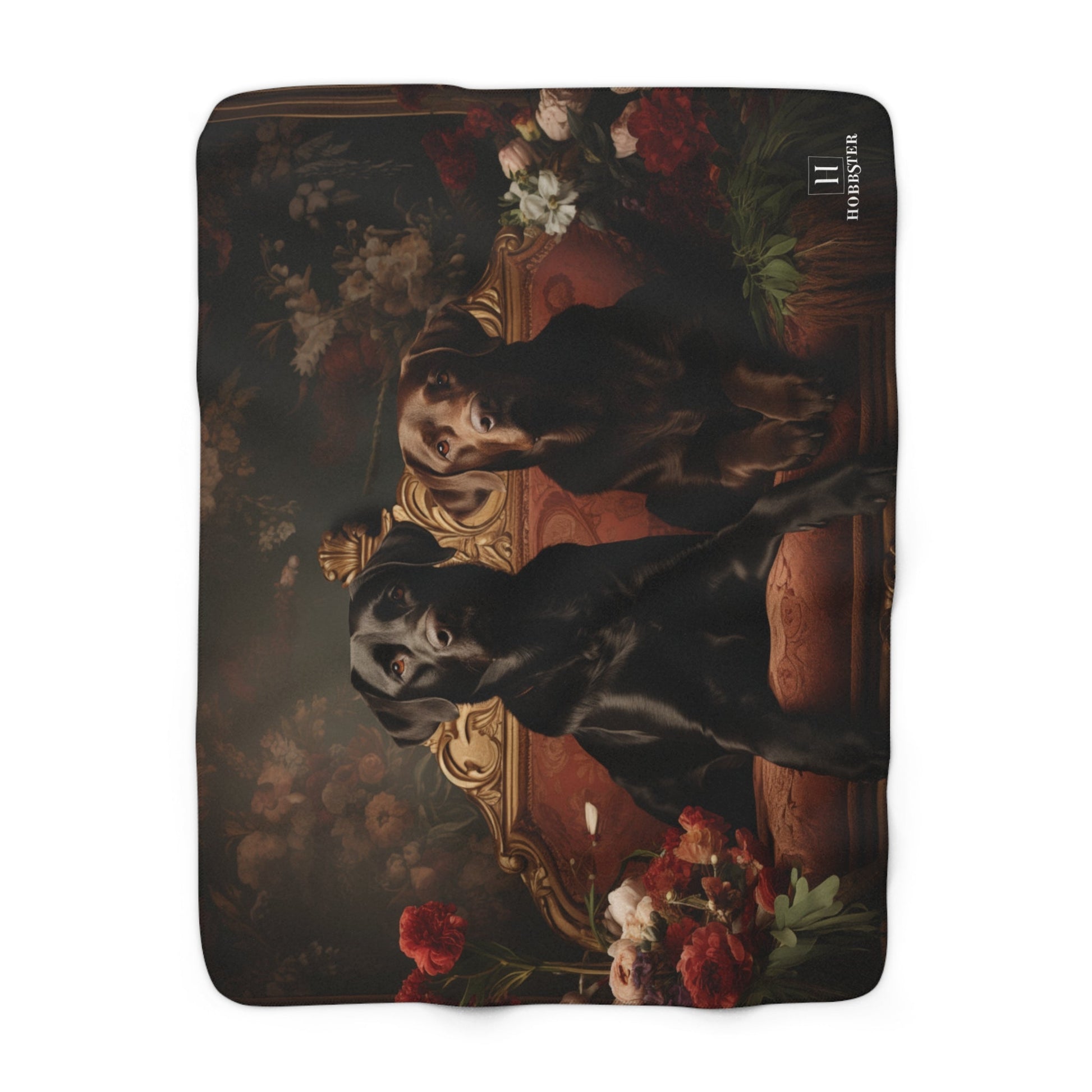 Sherpa Fleece Blanket Featuring a Flower Art Deco Labrador design - Hobbster
