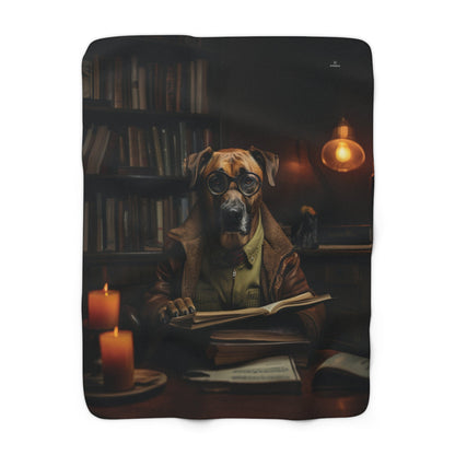 Sherpa Fleece Blanket with vintage Rhodesian Ridgeback dog design - Hobbster