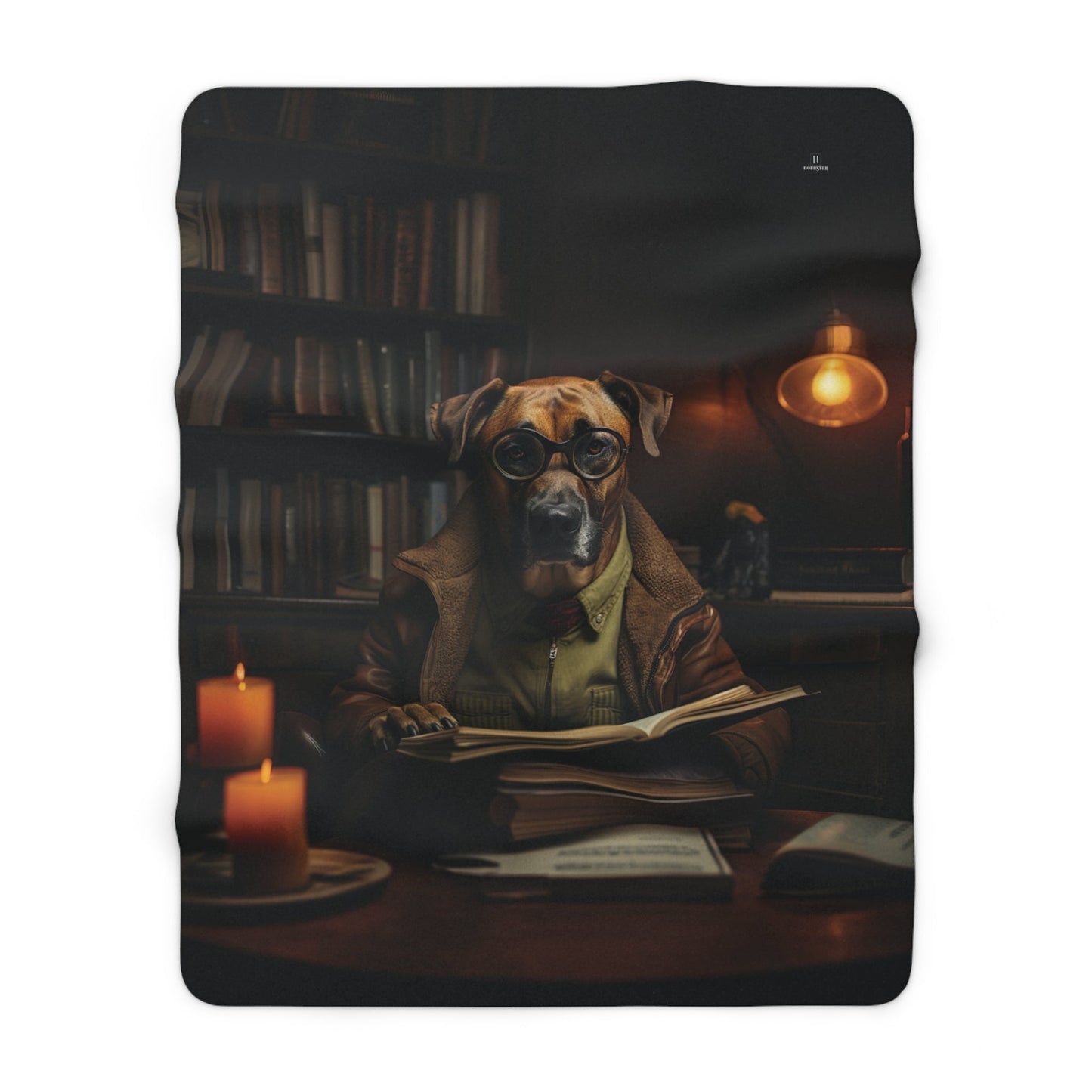 Sherpa Fleece Blanket with vintage Rhodesian Ridgeback dog design - Hobbster