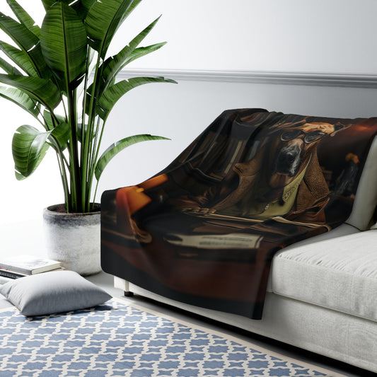 Sherpa Fleece Blanket with vintage Rhodesian Ridgeback dog design - Hobbster
