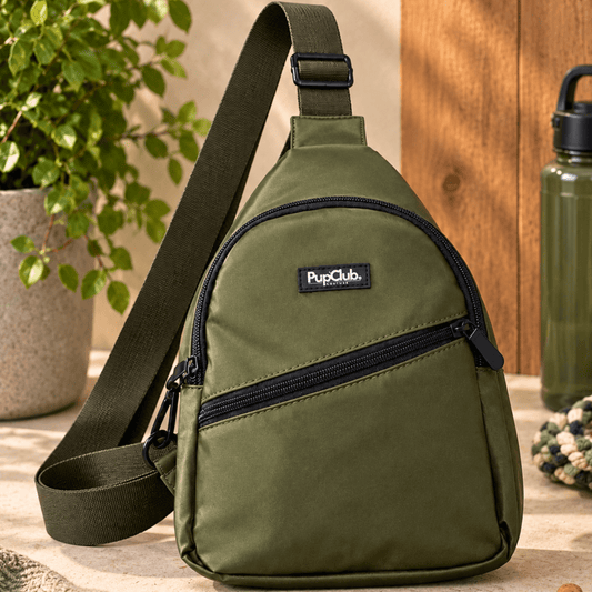 Dog Walking Sling Backpack - Khaki Green - Hobbster