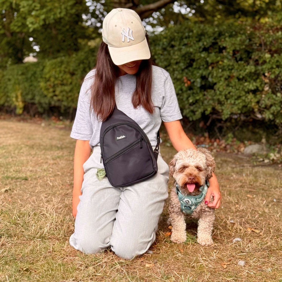 Dog Walking Sling Backpack - Black - Hobbster