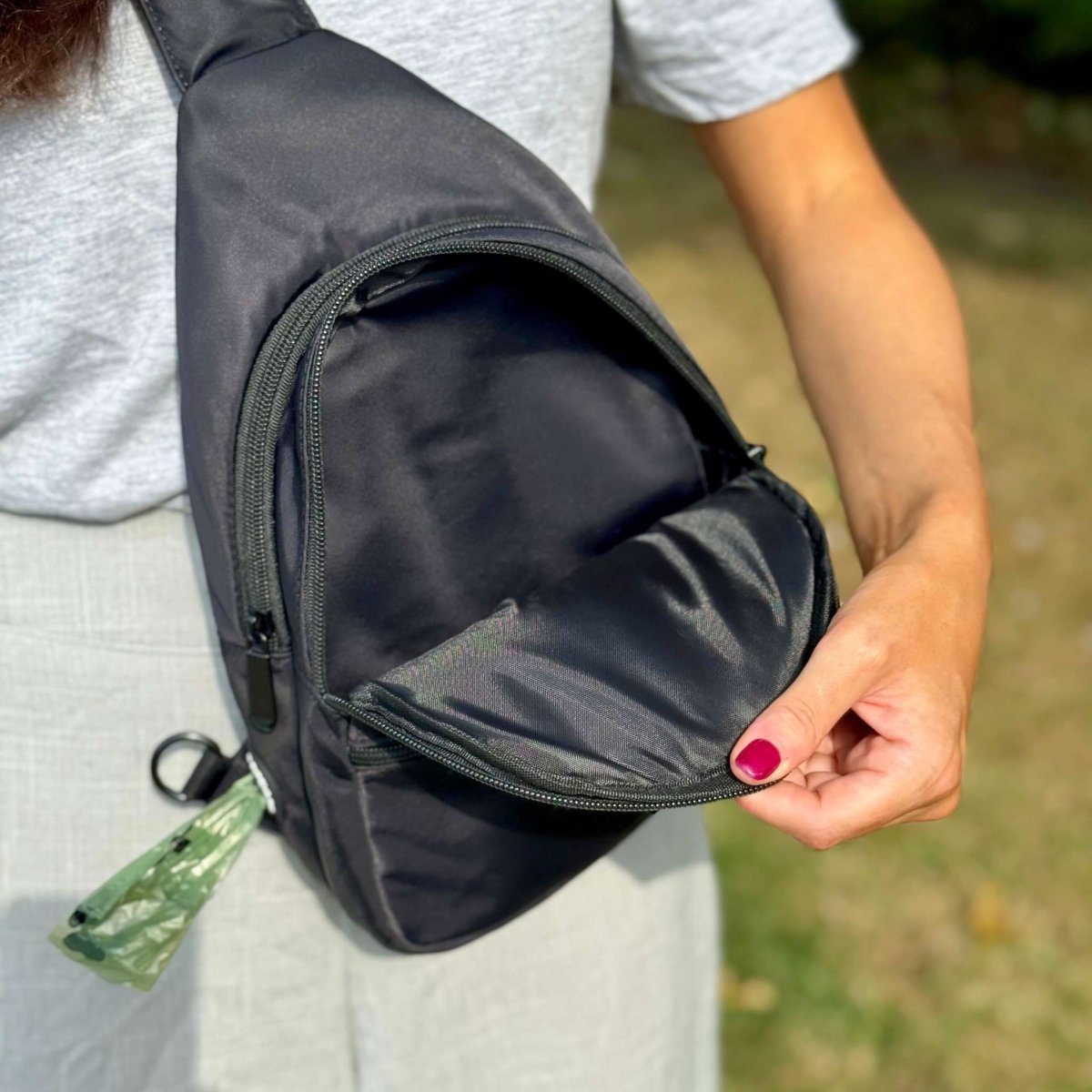 Dog Walking Sling Backpack - Khaki Green - Hobbster