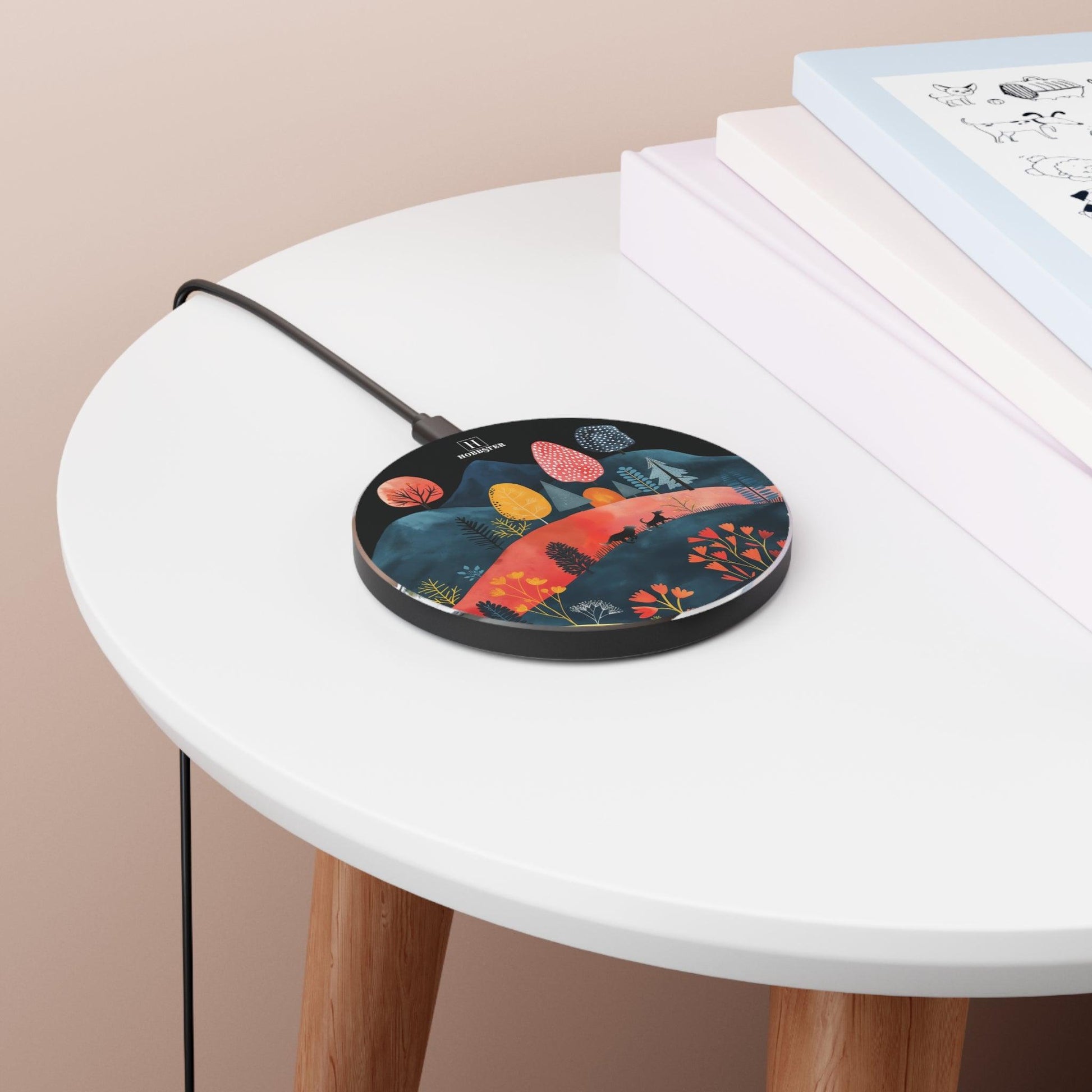 Spoke Wireless 10W Charger featuring a Cottage Core Style Free Running Dogs Design - Hobbster