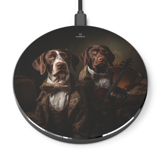 Spoke Wireless 10W Charger featuring a vintage German Short Haired Pointer design [3.9" w x 0.3" h] - Hobbster