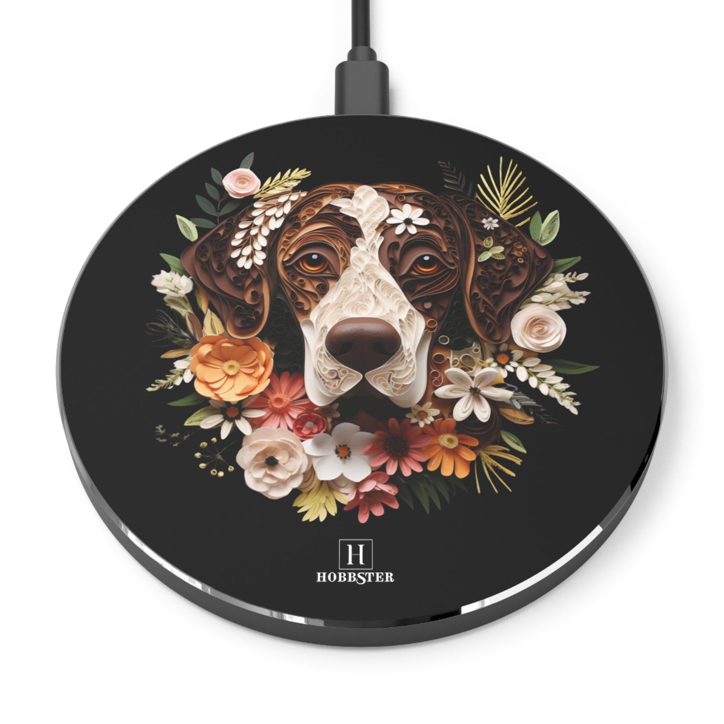 Spoke Wireless 10W Charger Featuring German Short Hair Pointer Paper Quilling Design - Hobbster