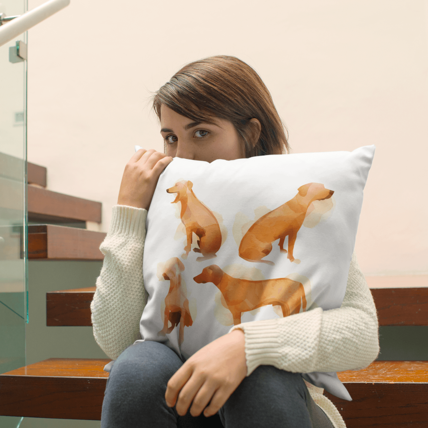 Square cushion with four Rhodesian Ridgebacks design - Hobbster