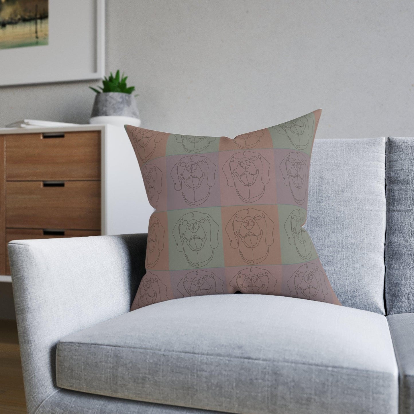 Square cushion with Rhodesian Ridgeback tiled effect design - Hobbster