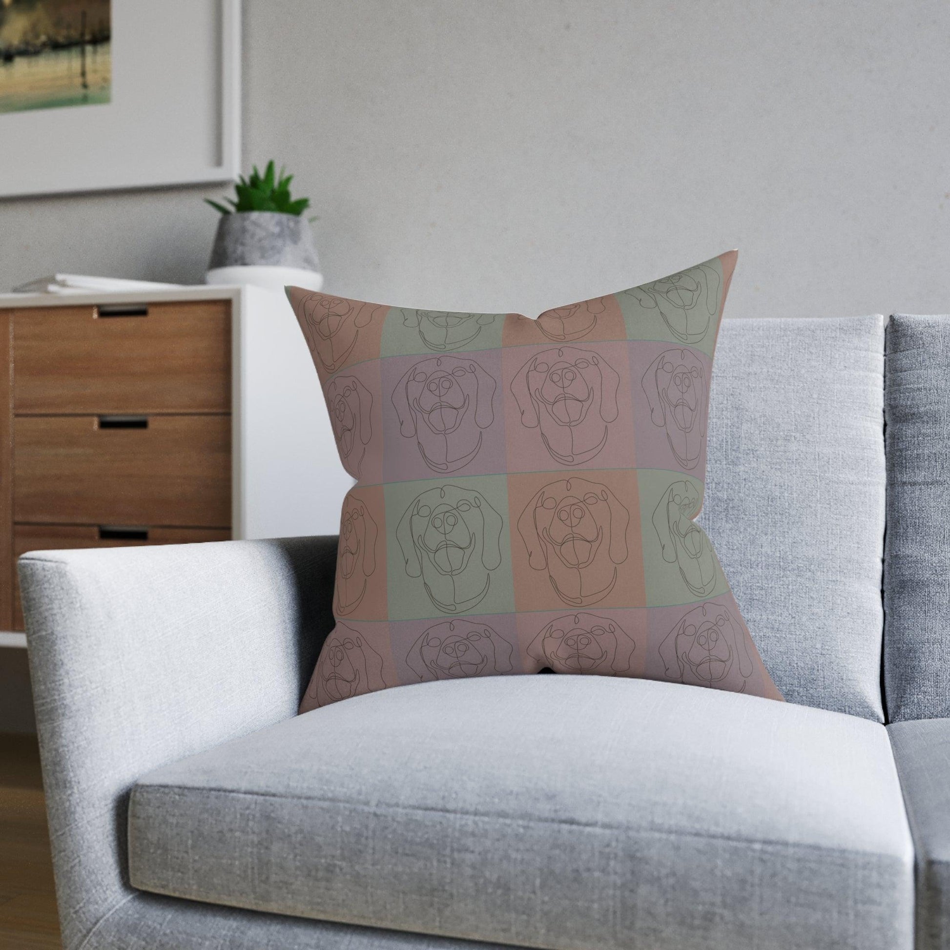 Square cushion with Rhodesian Ridgeback tiled effect design - Hobbster