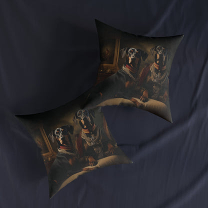 Square Pillow with Art Deco Doberman Design - Hobbster