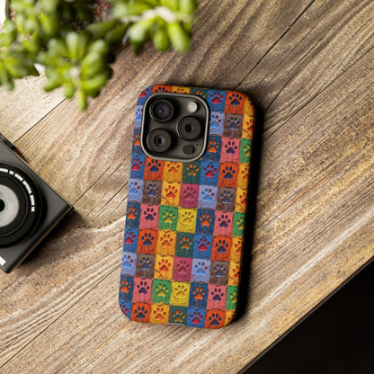 Toughened Mobile Phone Case Featuring Large Painted Paw Prints - Hobbster