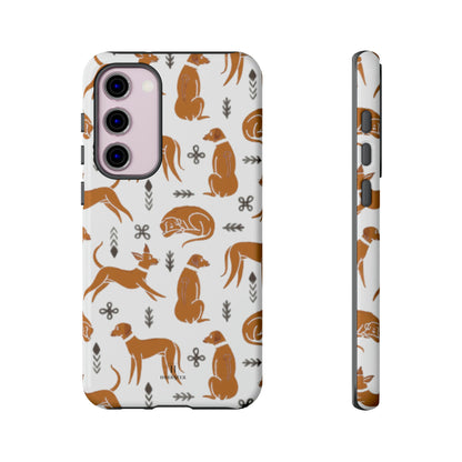 White toughened Mobile Phone Case featuring Multiple Rhodesian Ridgebacks [for iPhone, Samsung and Google Pixel phones] - Hobbster