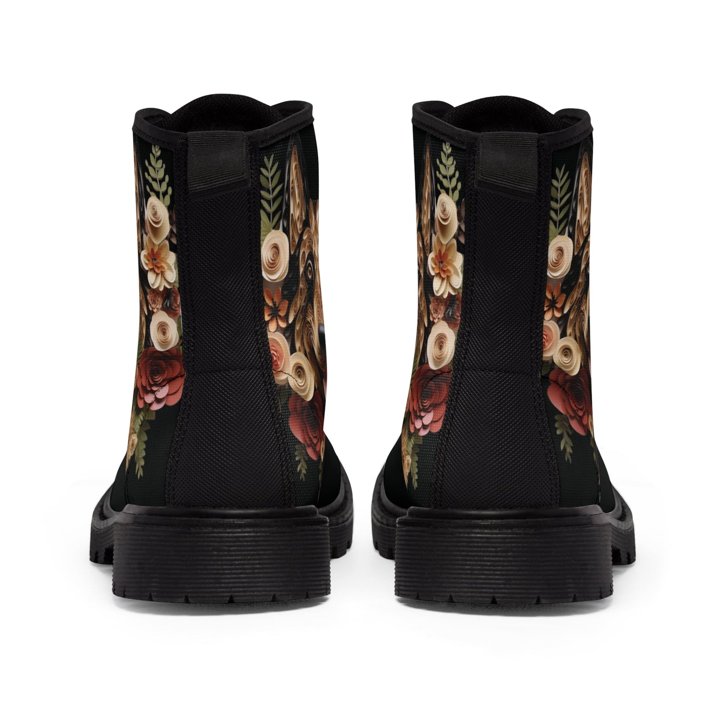 Women's Canvas Boots featuring a German Shepherd Paper Quilled Effect Design - Hobbster