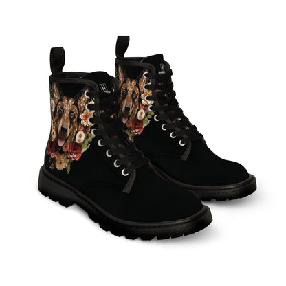 Women's Canvas Boots featuring a German Shepherd Paper Quilled Effect Design - Hobbster