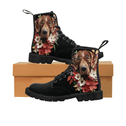 Women's Canvas Boots featuring a Rhodesian Ridgeback Paper Quilled Effect Design - Hobbster