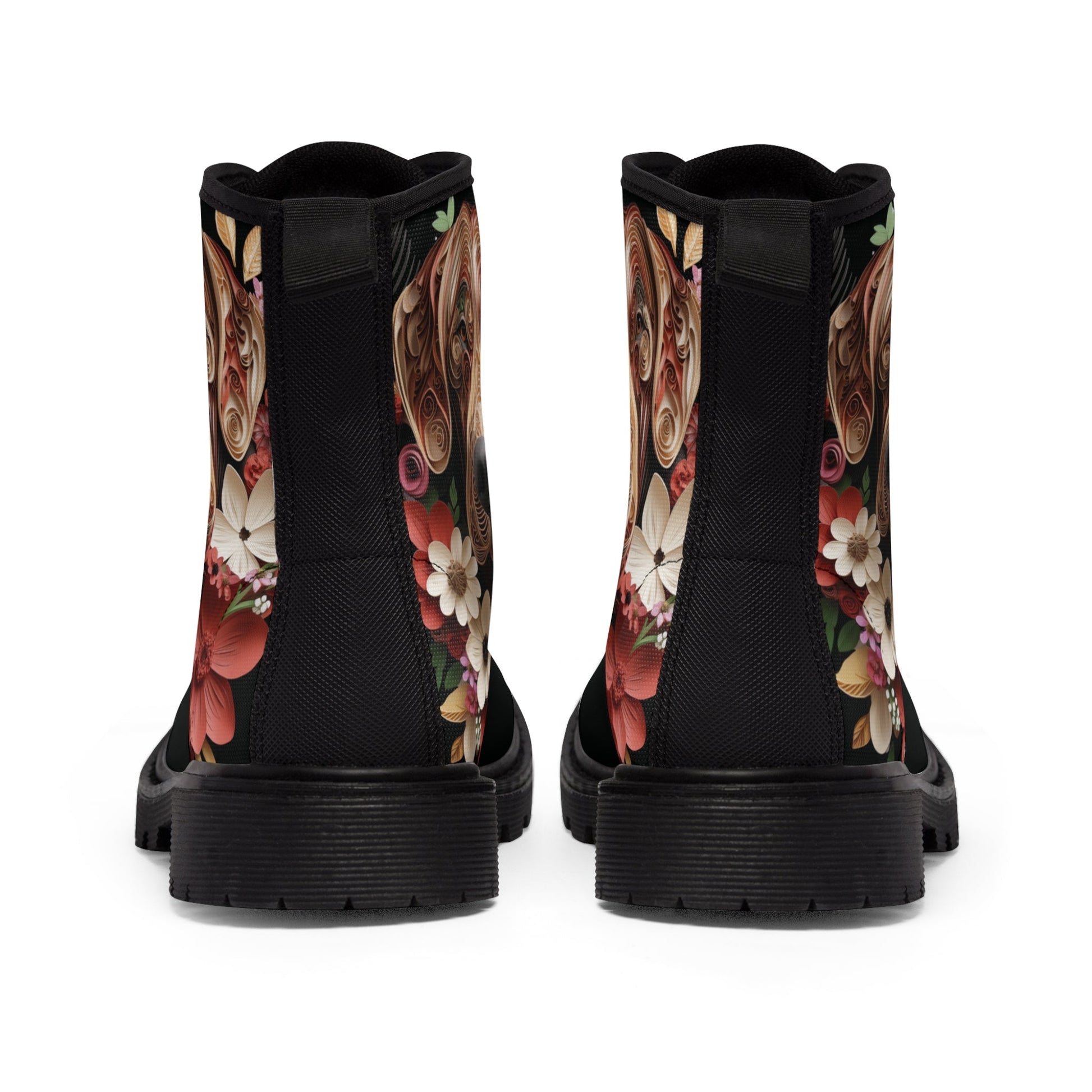 Women's Canvas Boots featuring a Rhodesian Ridgeback Paper Quilled Effect Design - Hobbster