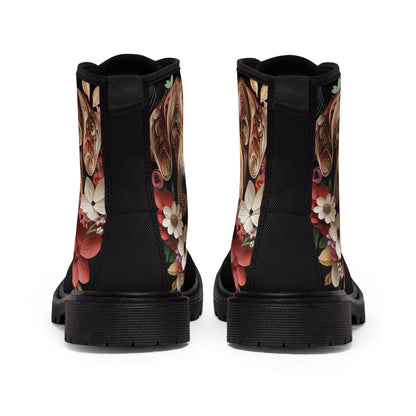 Women's Canvas Boots featuring a Rhodesian Ridgeback Paper Quilled Effect Design - Hobbster
