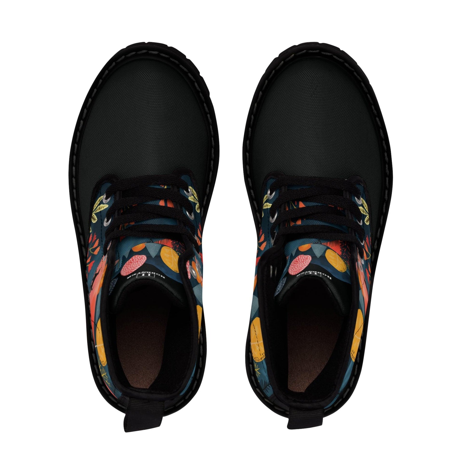 Women's Canvas Boots featuring Cottage Core Style Dogs Running Free Design - Hobbster