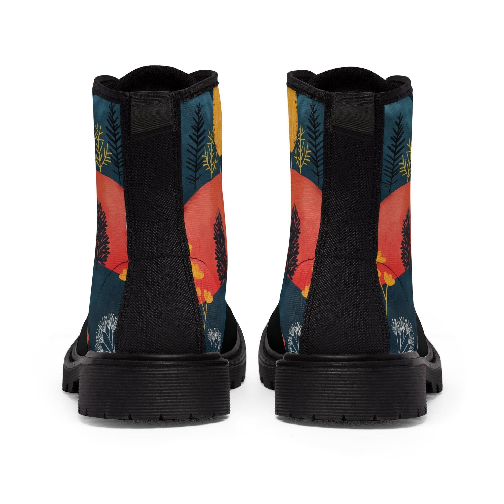 Women's Canvas Boots featuring Cottage Core Style Dogs Running Free Design - Hobbster