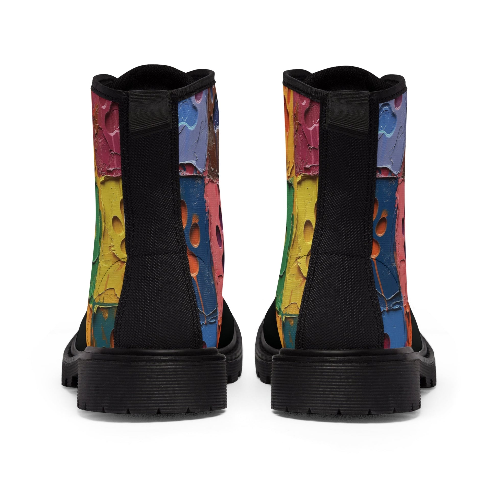 Women's Canvas Boots Featuring Large Paint Paw Prints - Hobbster