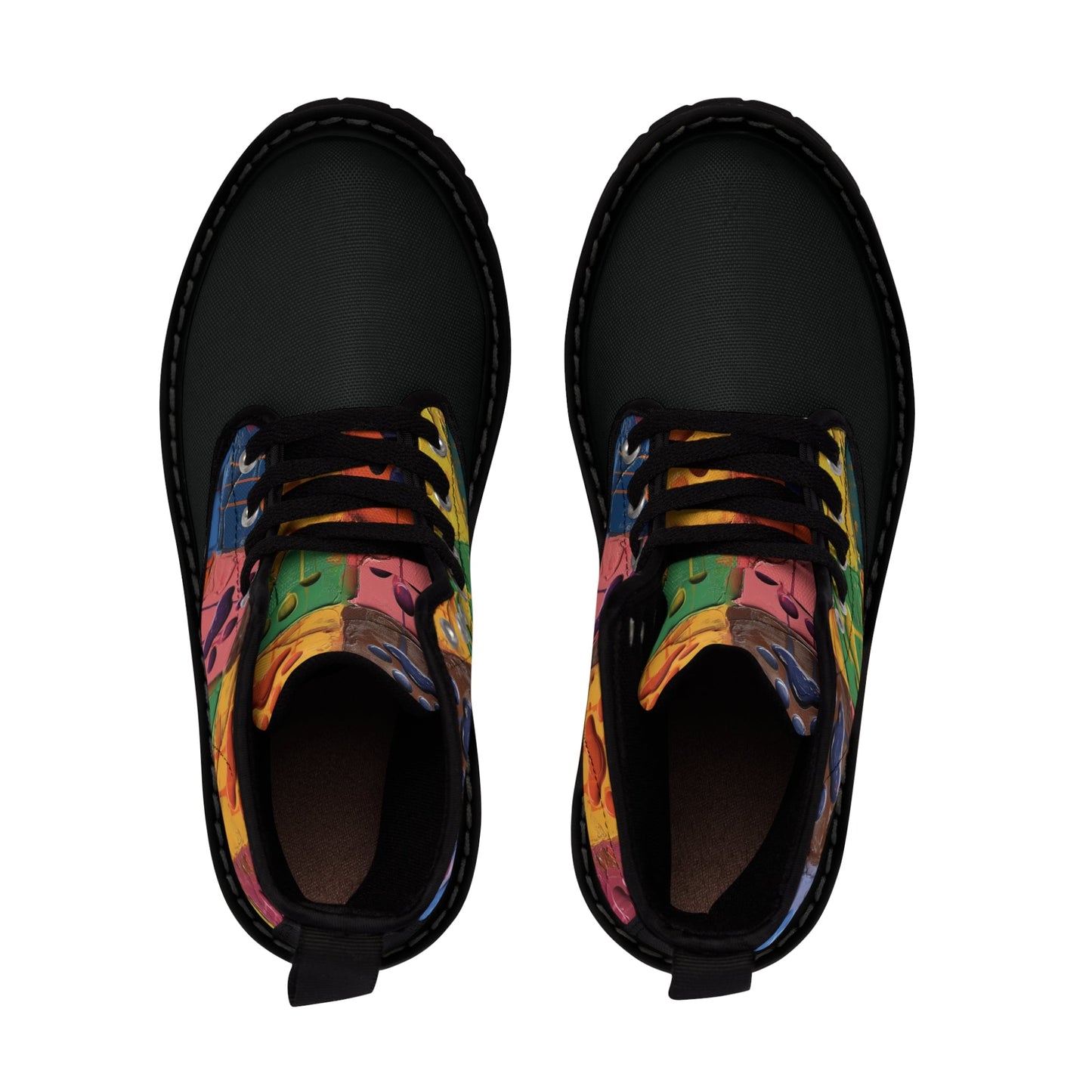 Women's Canvas Boots Featuring Large Paint Paw Prints - Hobbster