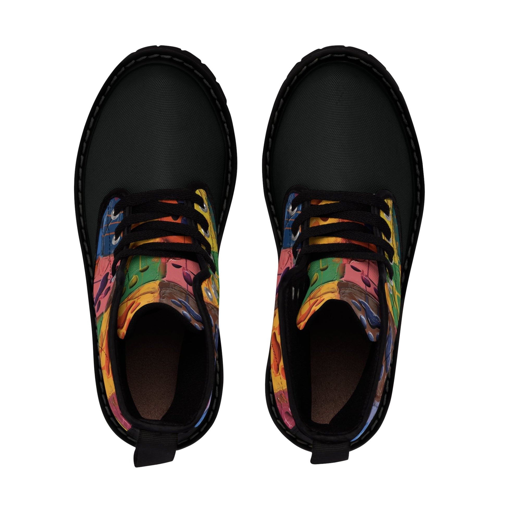 Women's Canvas Boots Featuring Large Paint Paw Prints - Hobbster