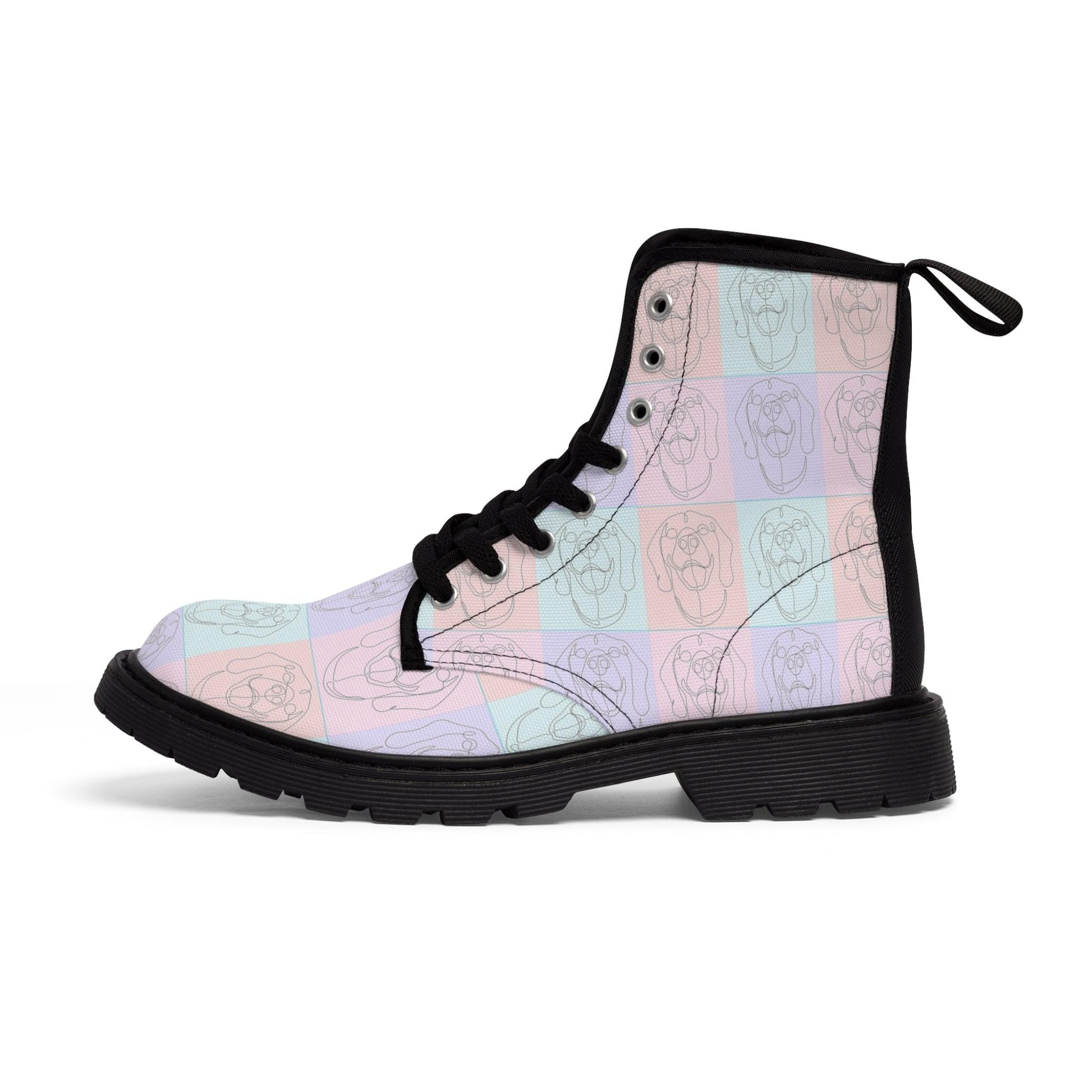 Women's Canvas Boots with Rhodesian Ridgeback Tile Effect Design - Hobbster