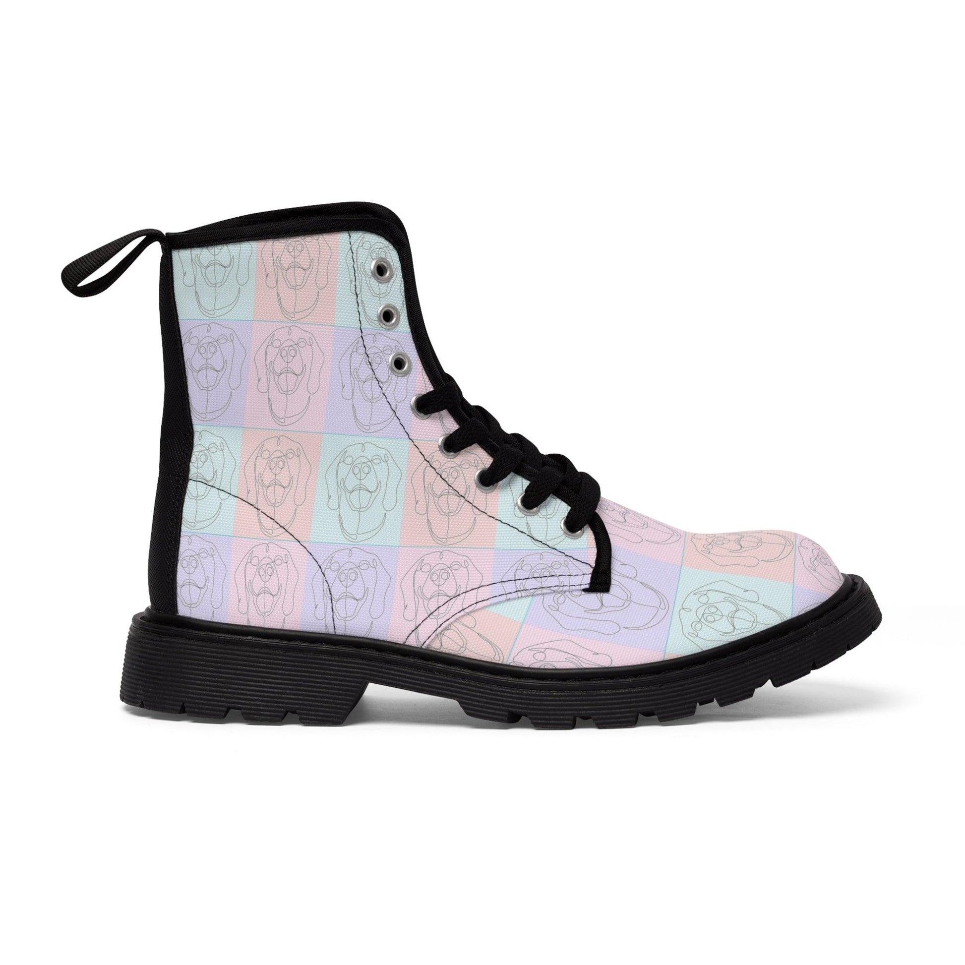 Women's Canvas Boots with Rhodesian Ridgeback Tile Effect Design - Hobbster