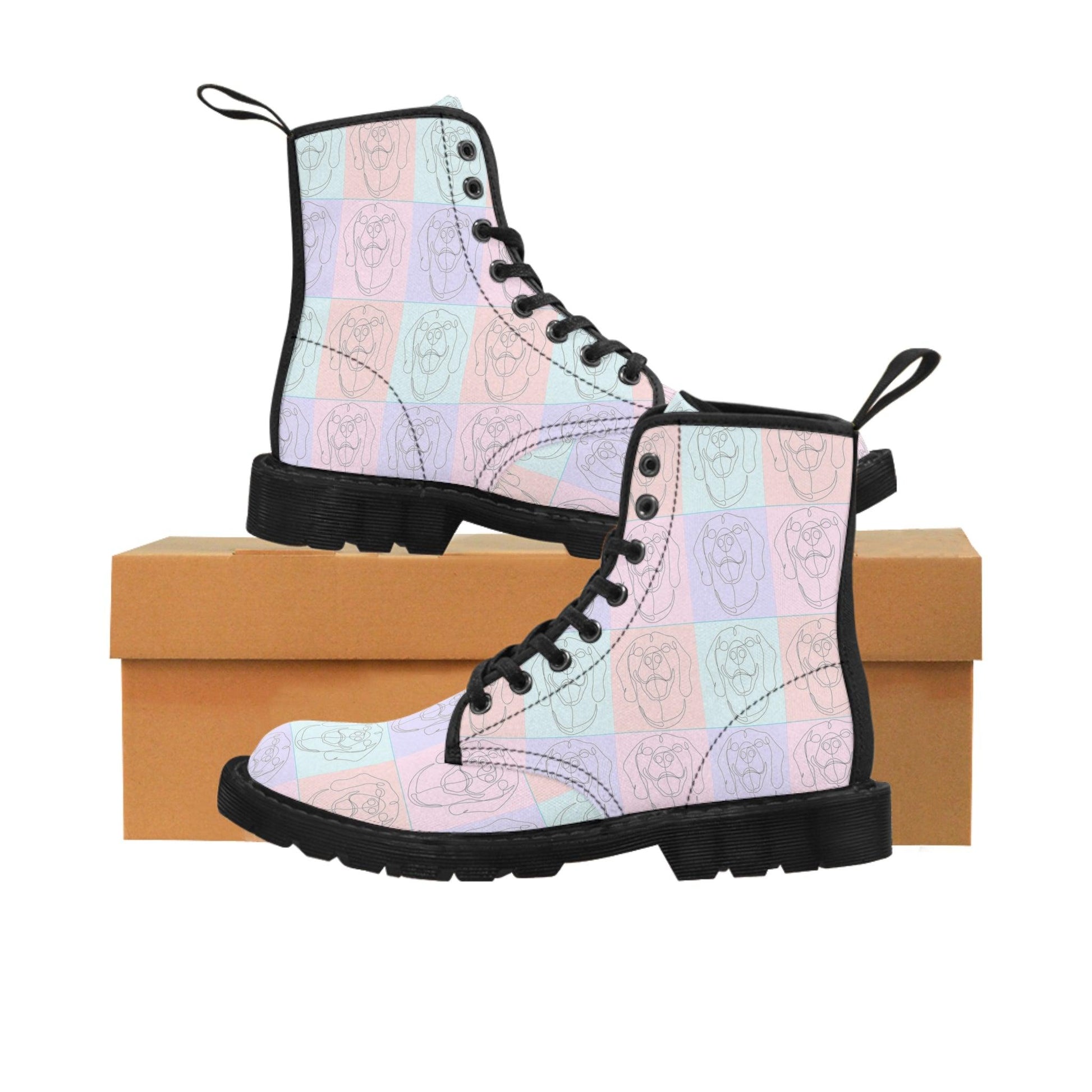 Women's Canvas Boots with Rhodesian Ridgeback Tile Effect Design - Hobbster