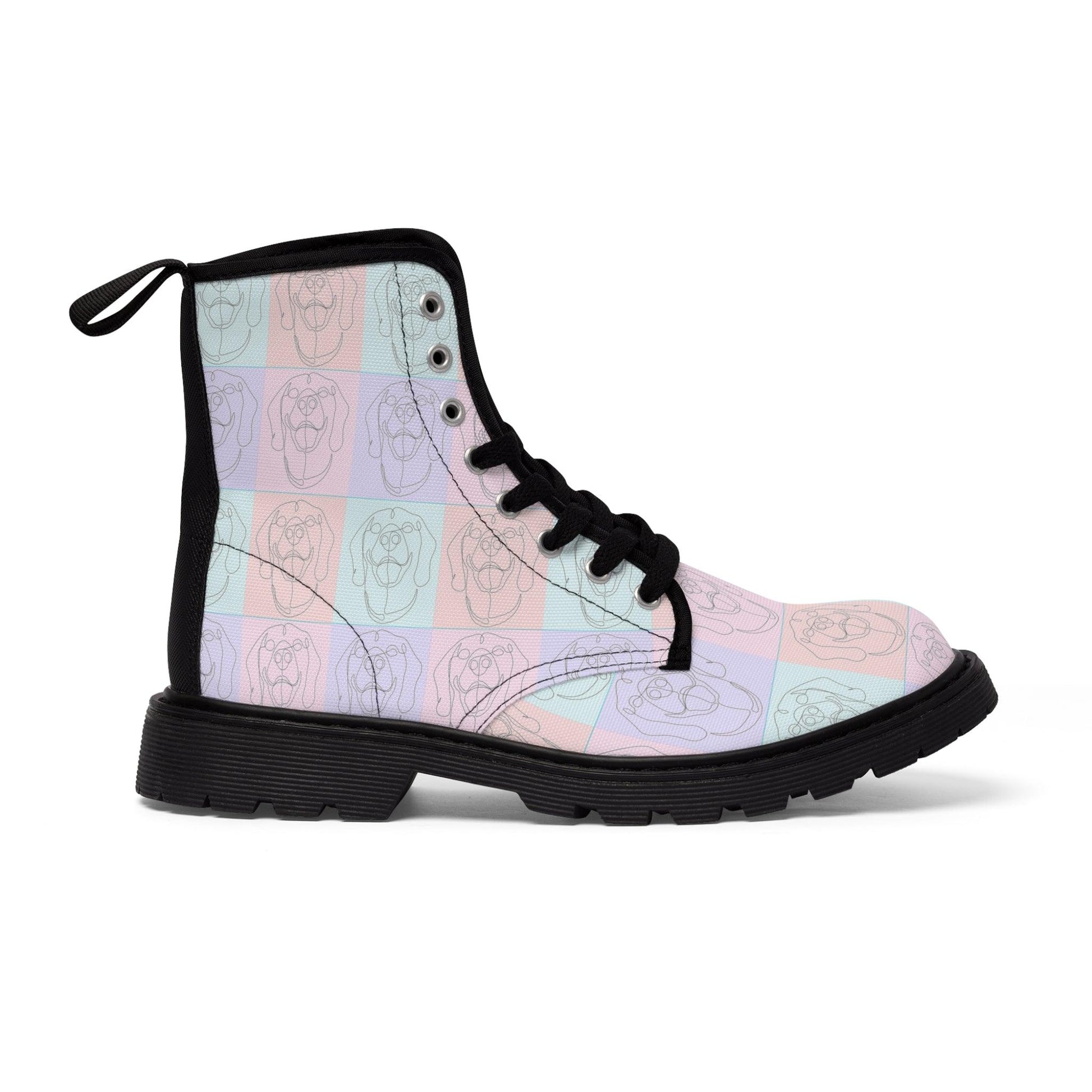 Women's Canvas Boots with Rhodesian Ridgeback Tile Effect Design - Hobbster